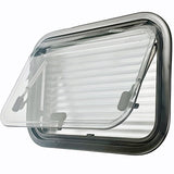 Top Hinged Round Edged Cassette Camper Window with Black out Blinds and Fly Net Screens