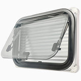 Top Hinged Round Edged Cassette Camper Window with Black out Blinds and Fly Net Screens