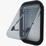 Top Hinged Round Edged Cassette Camper Window with Black out Blinds and Fly Net Screens